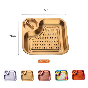 Kitchen Accessories Dinnerware Suppliers Restaurant Stainless Steel French Fries Dumpling Serving Plate with Dish