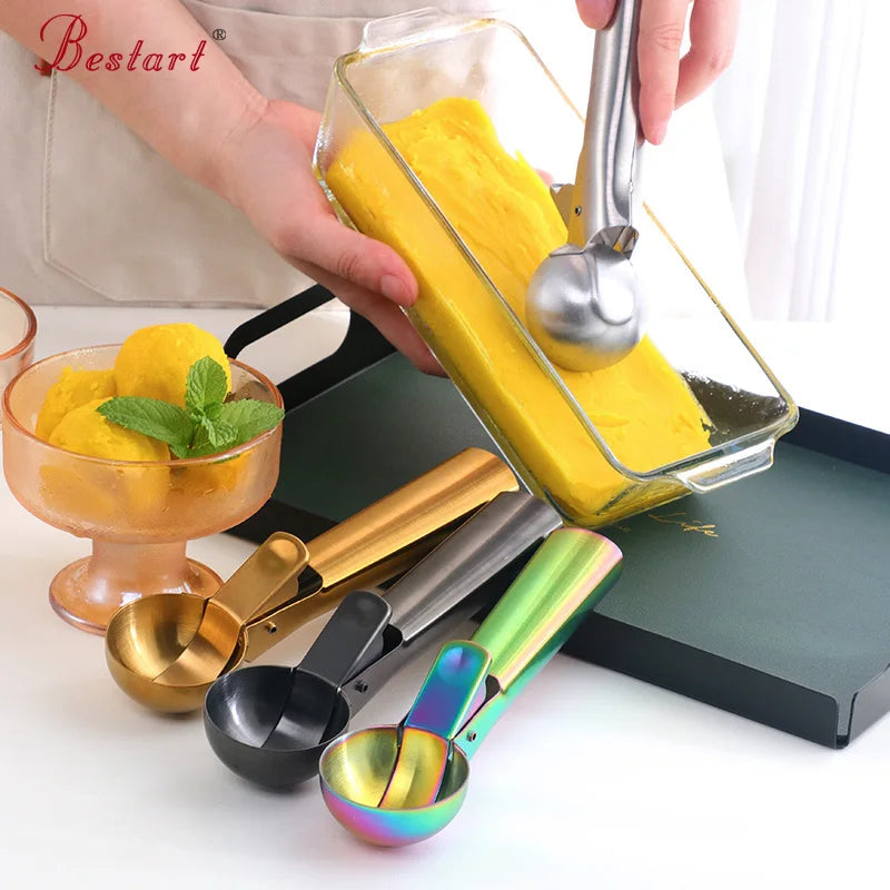 Wholesale Gold Ice Cream Spoon Stainless Steel Ice Cream Scoop with Trigger