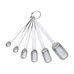 Set of 6 Mini Oval Shape Stainless Steel Measuring Spoons Set