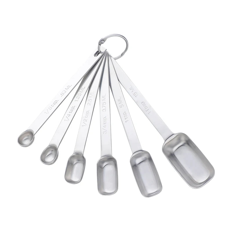 Set of 6 Mini Oval Shape Stainless Steel Measuring Spoons Set