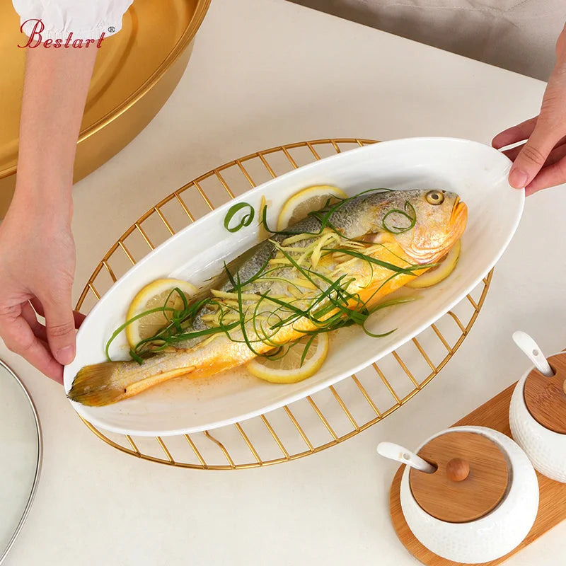 Oyster Steamer Pot Steamed Tray Stainless Steel 18/10 Oval Steamer Steamed Fish Food Steamer Pot