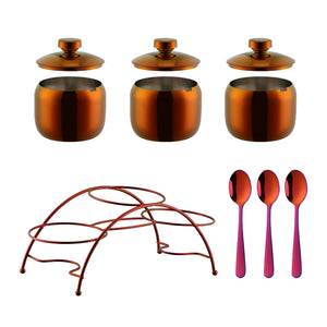 Kitchen Accessories Stainless Steel Cruet Seasonings Condiment Containers Spice Jar Bowl with Cover Spoon