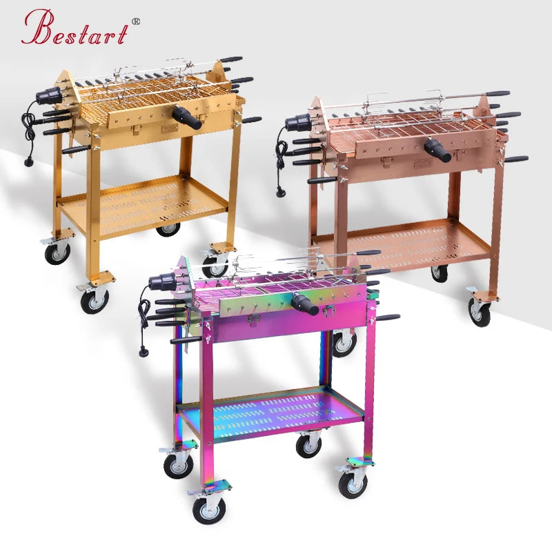 Portable Camping Cypriot Grill Top Rotisserie Barbecue Grill Outdoor Stainless Steel Double Barbecue Grills