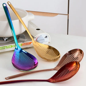 Kitchen Strainer Long Handle Colander Spoon Set Hot Pot Sieve 304 Stainless Steel Colander