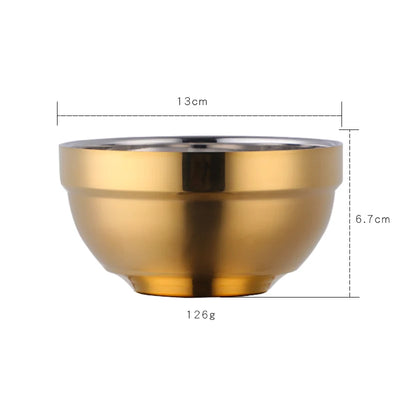 Tableware Insulated Double Walled Polished Rose Gold 304 Stainless Steel Round Rice Bowls