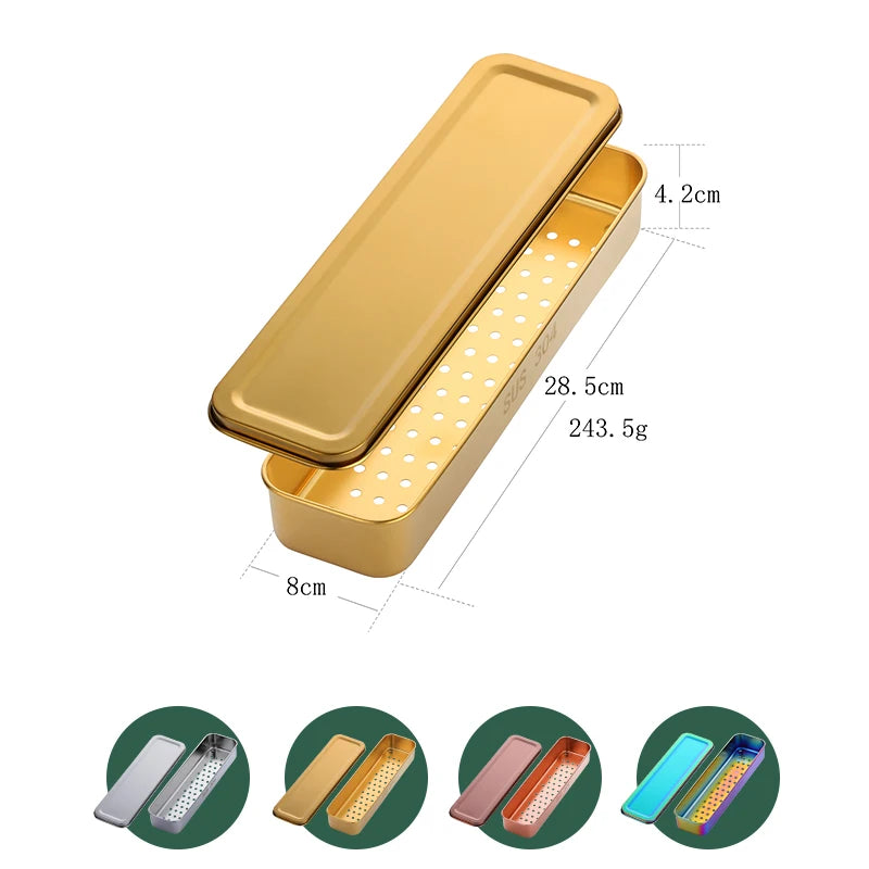 SS 304 Gold Plated Stainless Steel Flatware Chopsticks Spoon Box