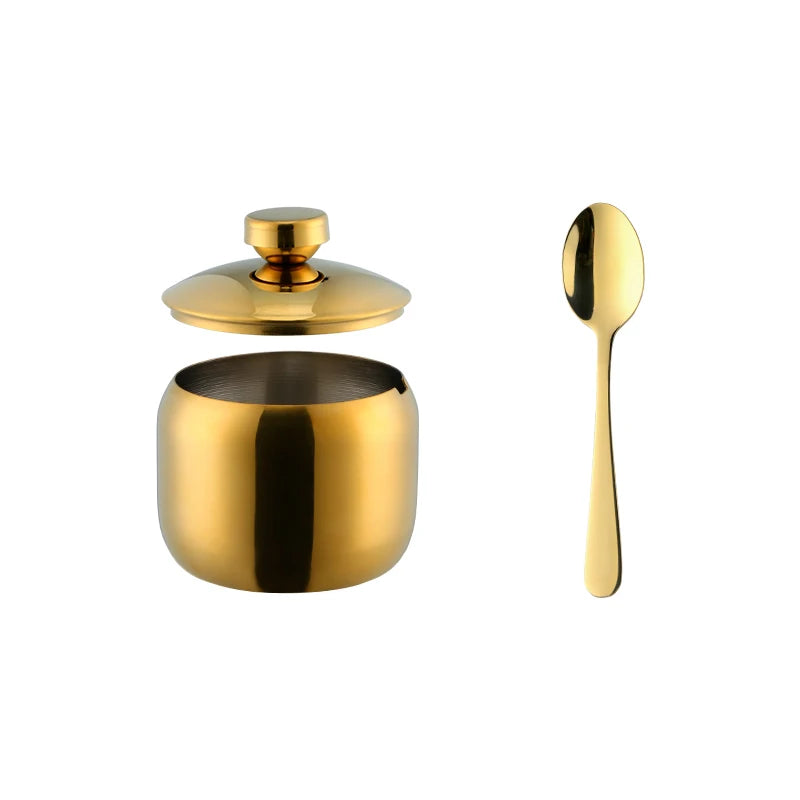 Seasoning Box Condiment Jar Set Spice Jars for Salt Pot Rack Stainless Steel Spice Jars with Lid