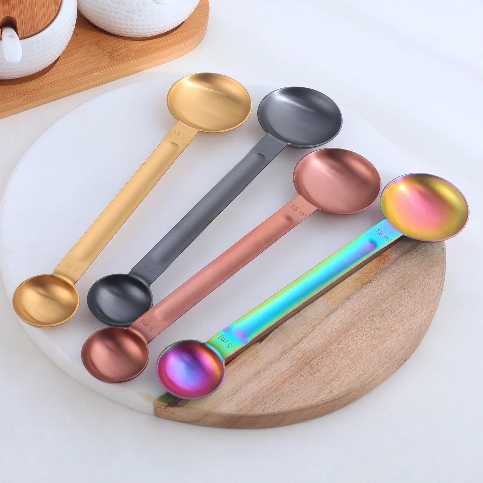 Double Head Customizable logo Multi-function Stainless Steel Ice Cream Sugar Coffee Measuring Scoop