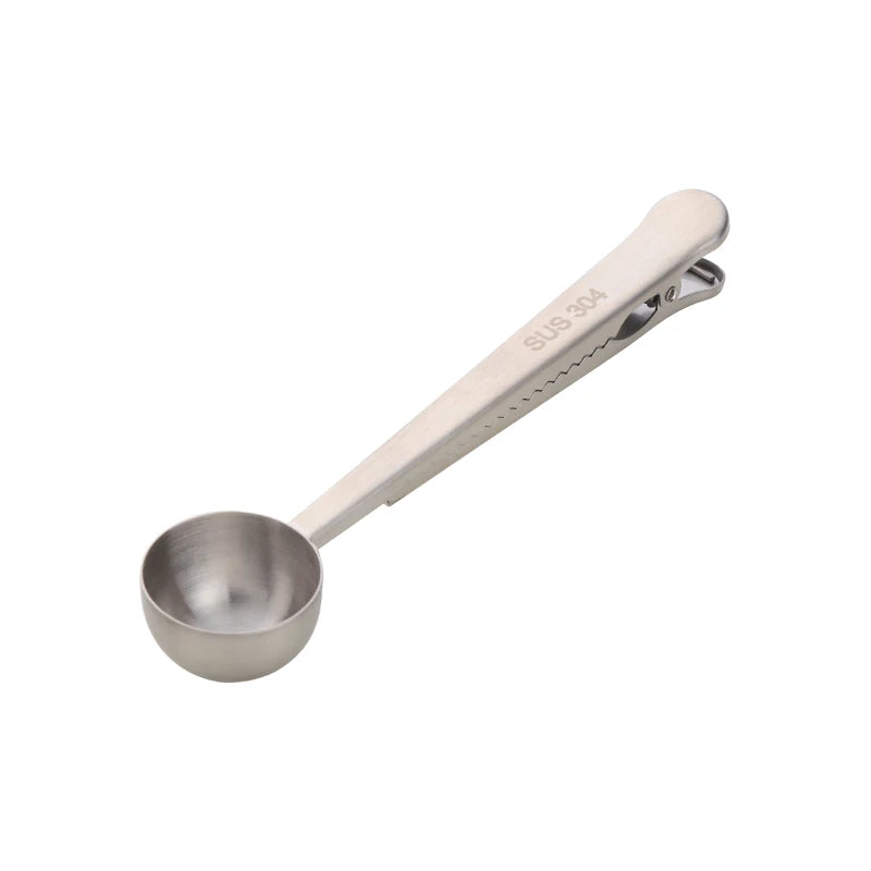 Cooking Tools Stainless Steel Metal Coffee Measuring Spoon Scoop With Bag Clip