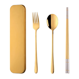 ODM/OEM Hot Sale Stainless Steel 304 Fork Titanium Chopsticks Spoon Portable Camping Cutlery Set