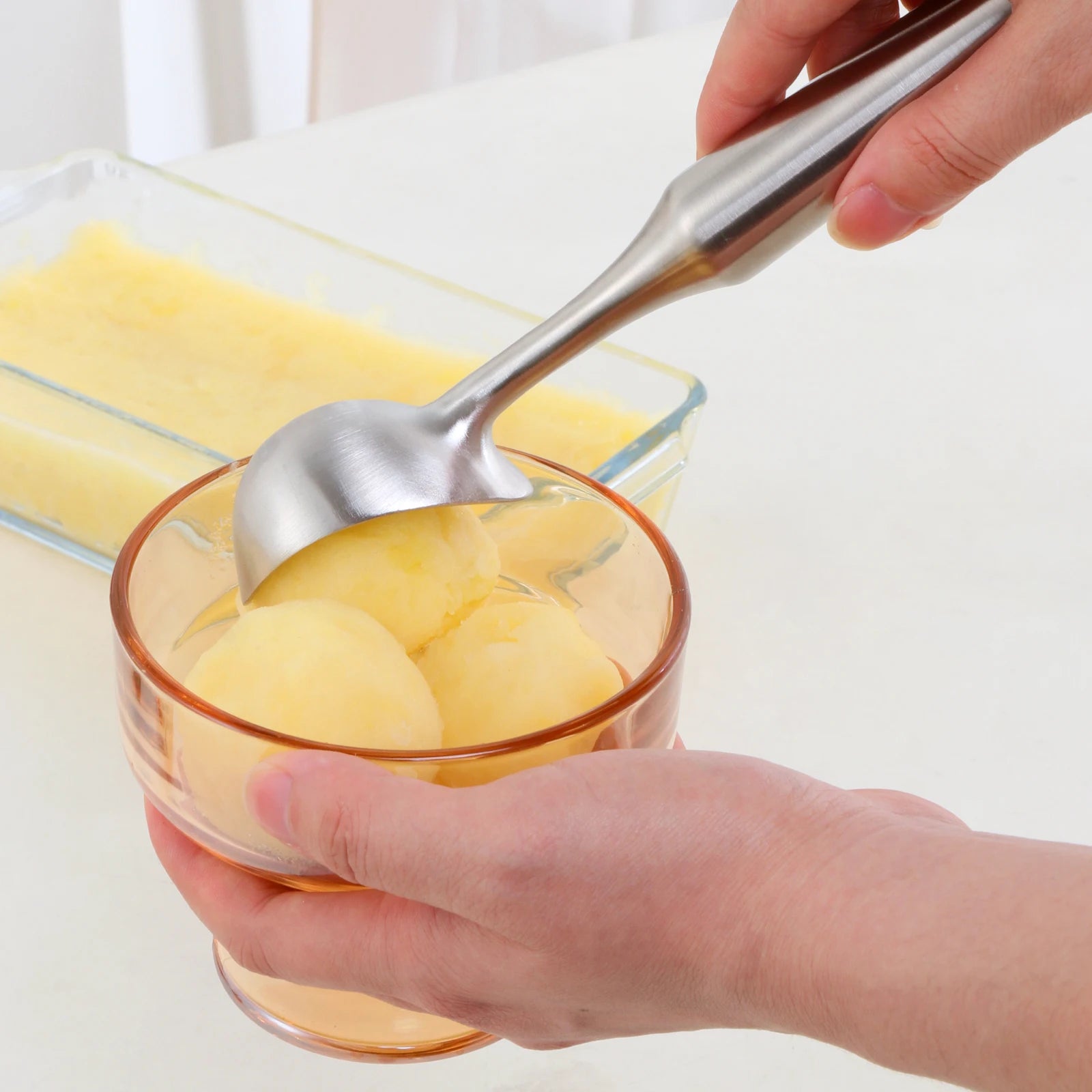 Professional Digger Spade Ball Maker Non-Slip Grip Stainless Steel Ice Cream Scoop Spoon