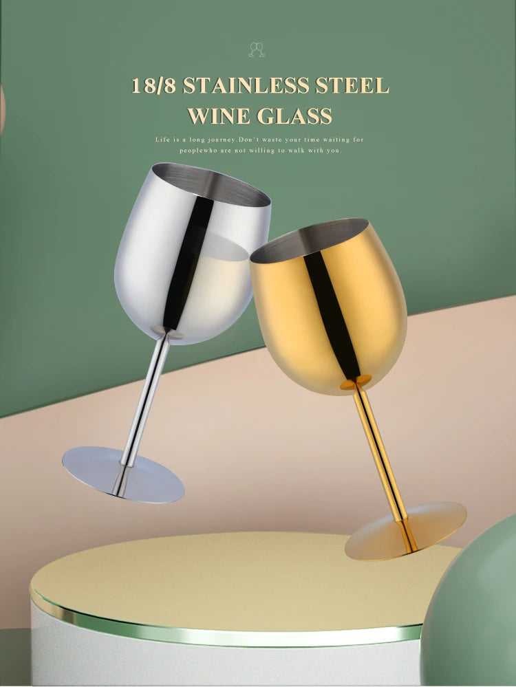Popular Cup Metal Wine Mugs Stopper Drinking Custom Goblet 304 Stainless Steel Red Wine Glasses