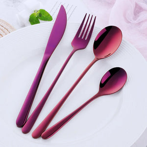 Low Price Kitchen Cutlery Stainless Steel 18/8 Flatware Set Spoon Fork Knife Black Tableware Set