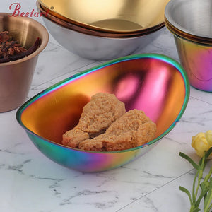 Restaurant Snack Fruit Food Metal Gold Bowl 304 Stainless Steel Mixing Bowls Salad Serving Bowls
