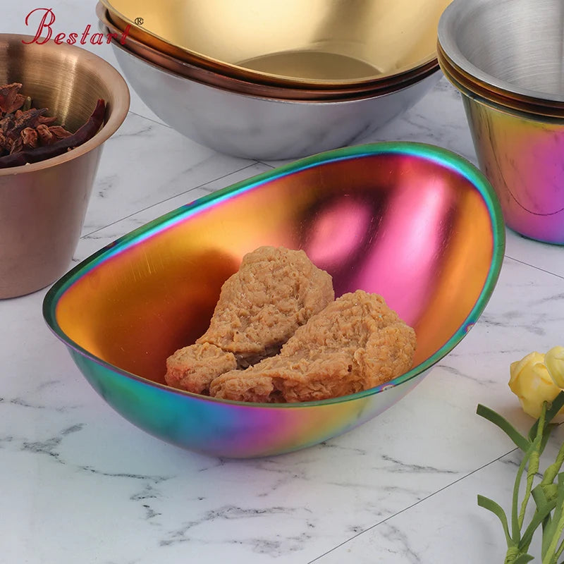 Restaurant Snack Fruit Food Metal Gold Bowl 304 Stainless Steel Mixing Bowls Salad Serving Bowls