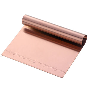 Multi-purpose Kitchen Bakeware Tool Stainless Steel Pizza Pastry Cutter with Measuring Scale Metal Dough Scraper Cutter