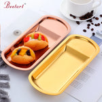 Hotel Dinning Room Stainless Steel Gold Serving Trays for Restaurant Tableware