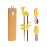 Buyer Star Children Silicone Portable Chopsticks Spoon Fork Flatware Set Travel Portable Stainless Steel Cutlery Set