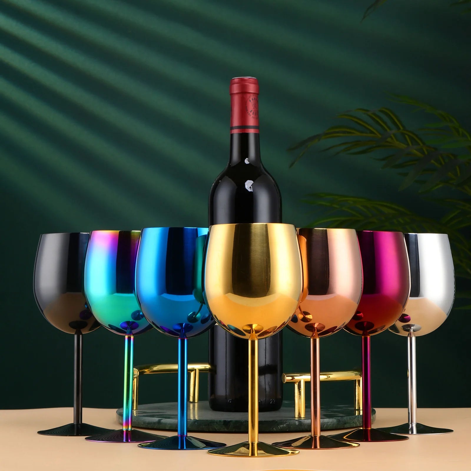 Popular Cup Metal Wine Mugs Stopper Drinking Custom Goblet 304 Stainless Steel Red Wine Glasses