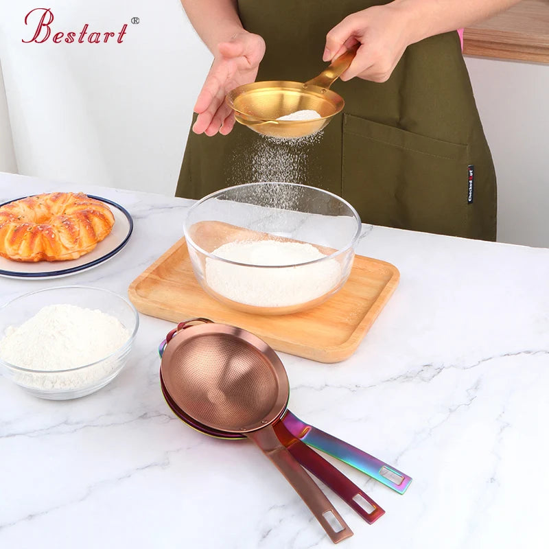 Baking Pastry Tools 18/8 Stainless Steel Sifters Fine Mesh Strainers Sieve Colanders Flour Strainer