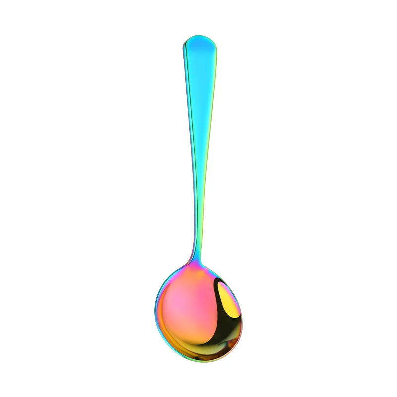 Coffee Dessert Rice Ice Cream Stainless Steel Colorful Honey Round Gold Spoon With Custom Logo