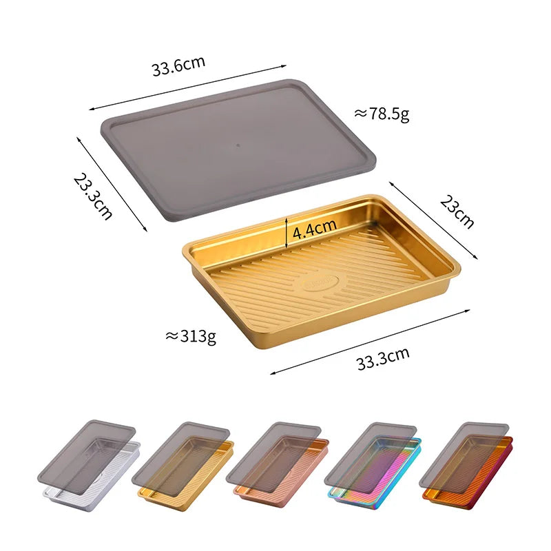 Stainless Steel Multi-functional Plate Food Container Preservation Box Microwave Crisper