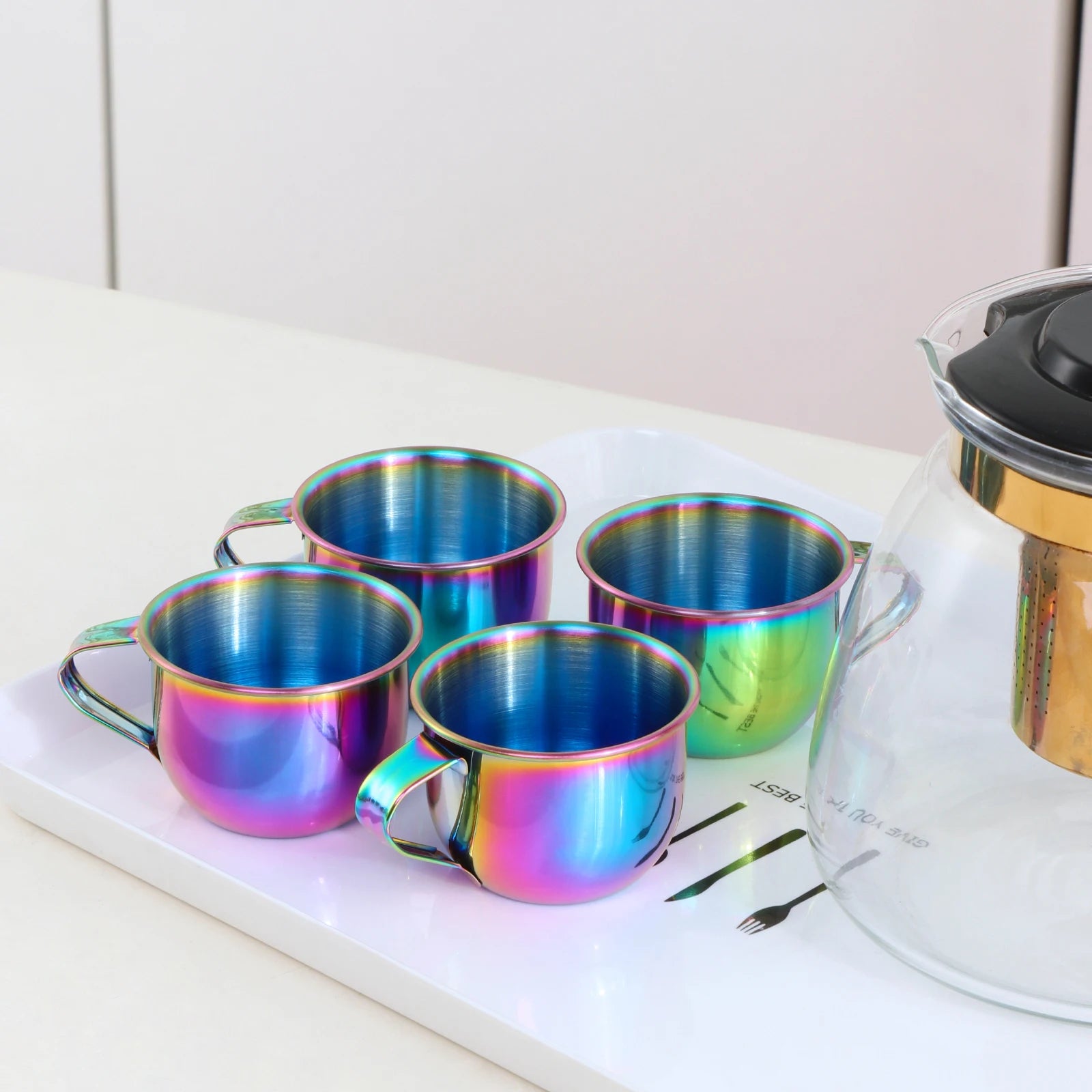 Custom logo Gold Portable Travel Drinking Cups Shot Glass with Black Cheap Stainless Steel Mini Wine Cup Set