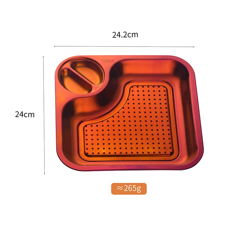 Kitchen Accessories Dinnerware Suppliers Restaurant Stainless Steel French Fries Dumpling Serving Plate with Dish