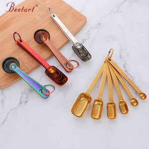 Set of 6 Mini Oval Shape Stainless Steel Measuring Spoons Set