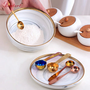 Eco Friendly Other Hotel & Restaurant Supplies Kitchen Ware Stainless Steel Polygon Spoon Ice Cream Scoop Measuring Spoons