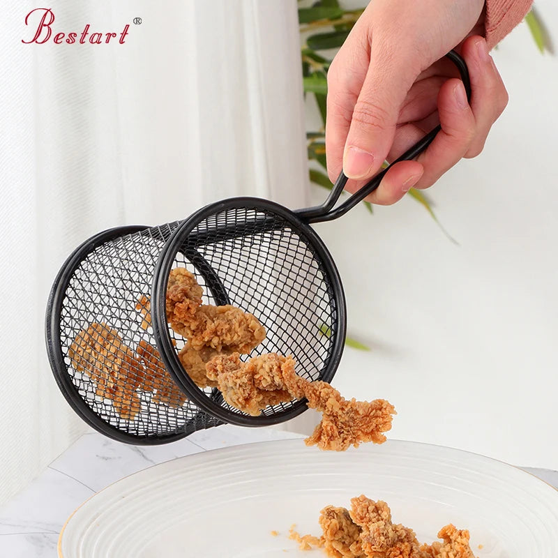 Creative Wire Basket Colander Stainless Steel Kitchen Strainer Restaurant French Fry Basket