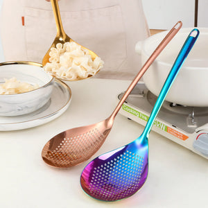 Kitchen Strainer Long Handle Colander Spoon Set Hot Pot Sieve 304 Stainless Steel Colander