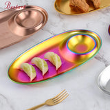 Stainless Steel Dinner Plates Restaurant Gold Serving Tray Round Dessert Cake Snack Dish Silver Storage Plate for Wedding Party