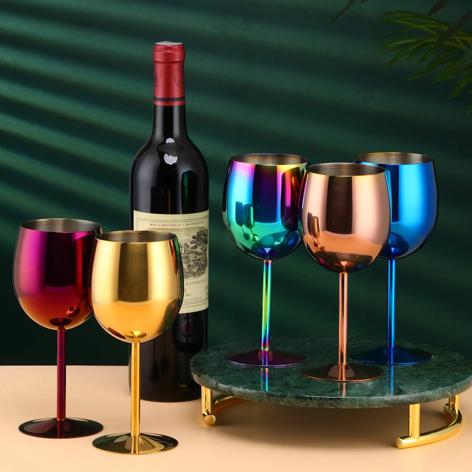 Popular Cup Metal Wine Mugs Stopper Drinking Custom Goblet 304 Stainless Steel Red Wine Glasses