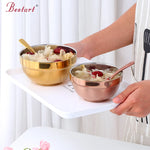 Tableware Insulated Double Walled Polished Rose Gold 304 Stainless Steel Round Rice Bowls