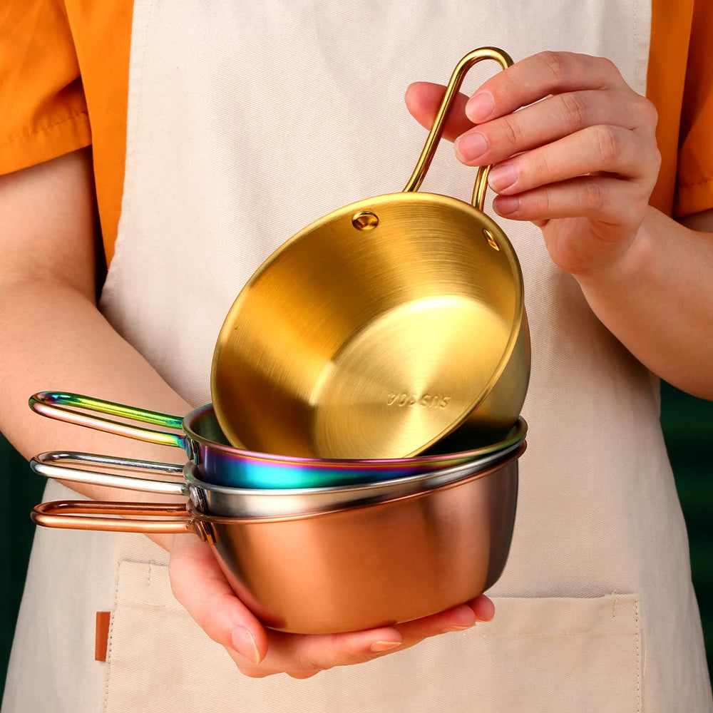 Multifunctional Korean Ramen wine stainless steel 304 18/10 Seasoning Mixing dish serving bowl with handle