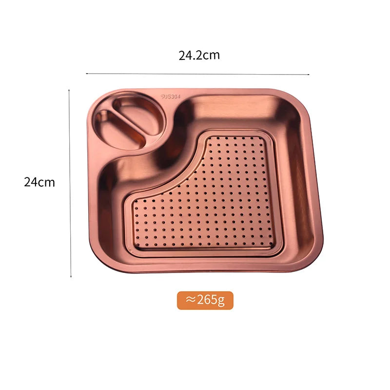 Kitchen Accessories Dinnerware Suppliers Restaurant Stainless Steel French Fries Dumpling Serving Plate with Dish