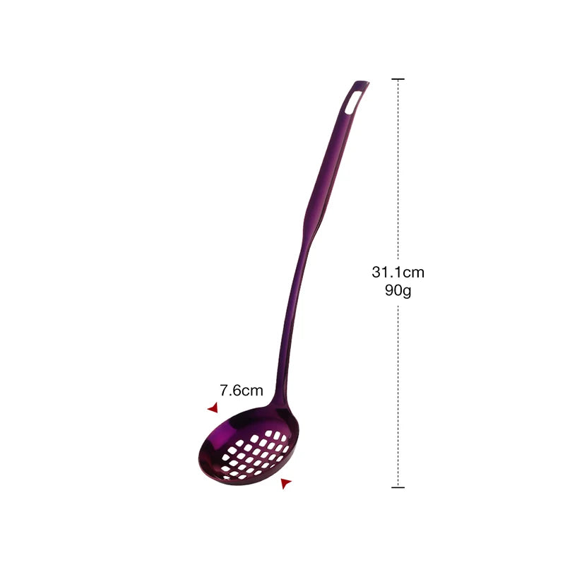 Metal Soup Ladle, 18/8 Stainless Steel Ladle Spoon And Strainer Scoop Set With Holes, Cooking Utensil For Kitchen