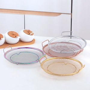 Kitchen Accessories Tools Multi-functional Round Stainless Steel Wash Fruit Flour Vegetable Storage Basket with Handle