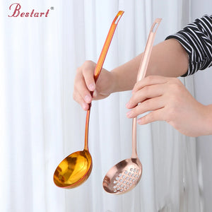Metal Soup Ladle, 18/8 Stainless Steel Ladle Spoon And Strainer Scoop Set With Holes, Cooking Utensil For Kitchen