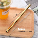 Metal Stainless Steel Reusable 12mm Drinking Milk Tea Straw with Brush