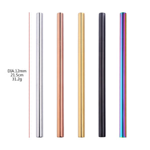 Metal Stainless Steel Reusable 12mm Drinking Milk Tea Straw with Brush