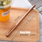 Metal Stainless Steel Reusable 12mm Drinking Milk Tea Straw with Brush