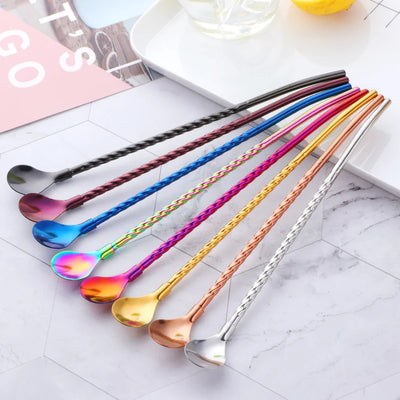 Unique Design Colorful Stainless Steel Sprial Pipette Spoon