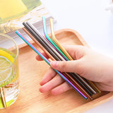 Hot Selling Kids Gold Multicolor rainbow Metal Stainless Steel Drinking Straws