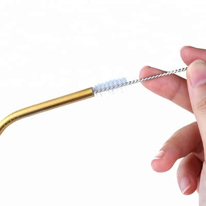 Metal Stainless Steel Reusable 12mm Drinking Milk Tea Straw with Brush