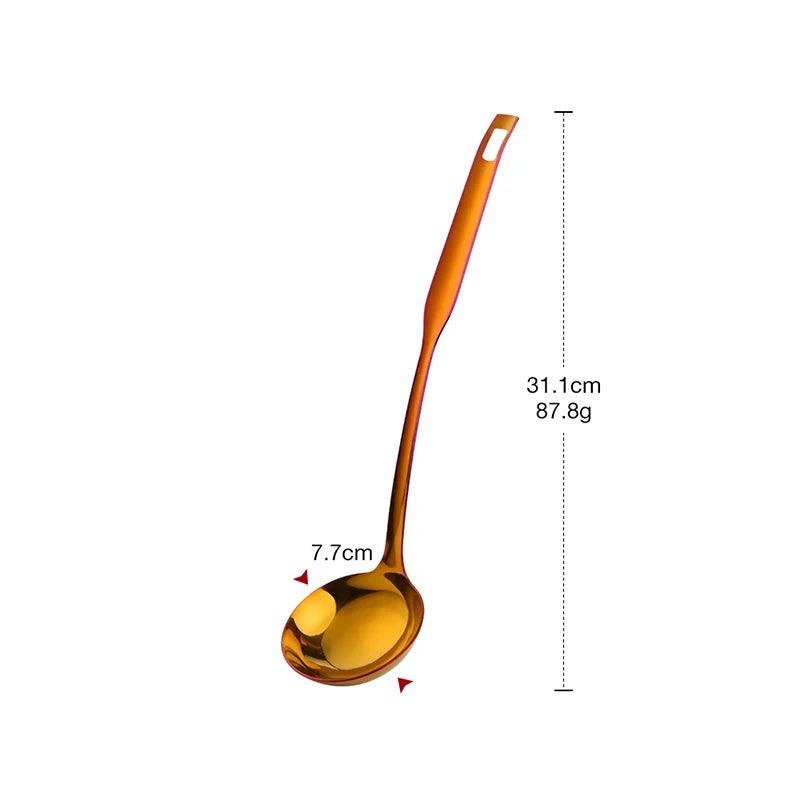 Metal Soup Ladle, 18/8 Stainless Steel Ladle Spoon And Strainer Scoop Set With Holes, Cooking Utensil For Kitchen