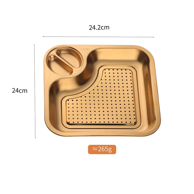 Kitchen Accessories Dinnerware Suppliers Restaurant Stainless Steel French Fries Dumpling Serving Plate with Dish