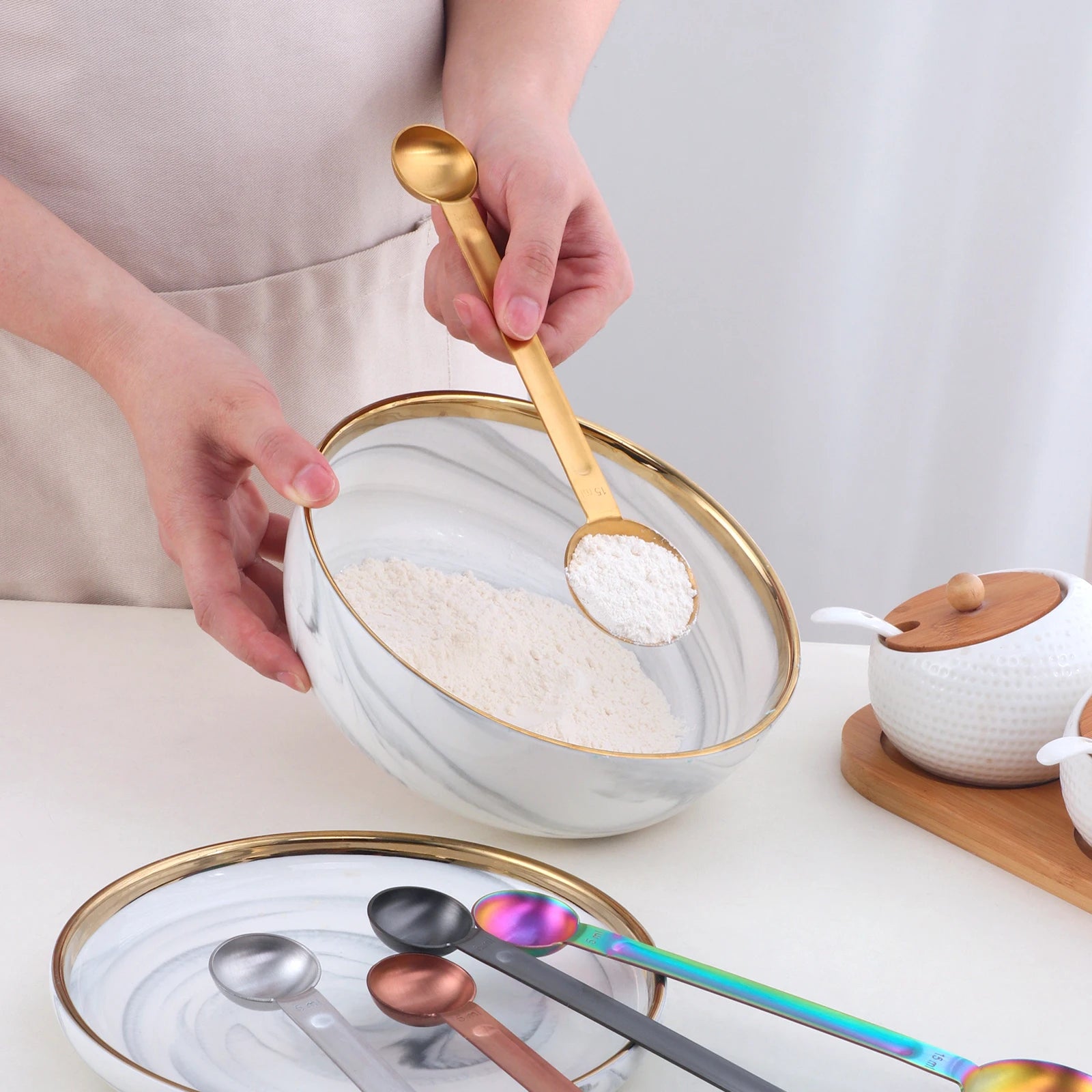 Double Head Customizable logo Multi-function Stainless Steel Ice Cream Sugar Coffee Measuring Scoop