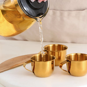 Custom logo Gold Portable Travel Drinking Cups Shot Glass with Black Cheap Stainless Steel Mini Wine Cup Set